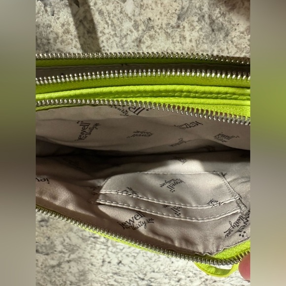 THIRTY-ONE Jewell Street Style Purse Lime Green Citrus Pebble Crossbody Clutch - Picture 9 of 11